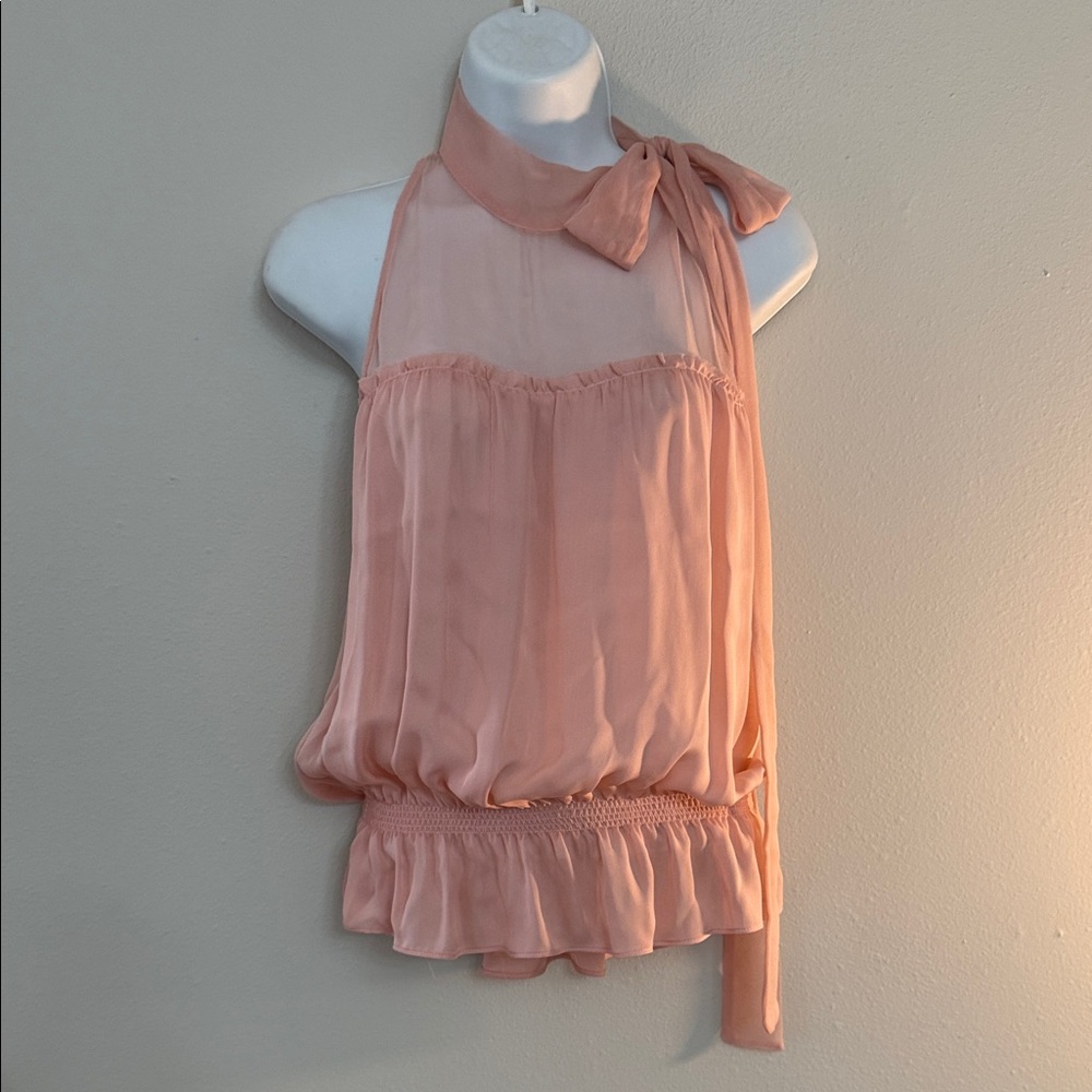 Calvin Rucker 100% still Chic Peach Halter Blouse
